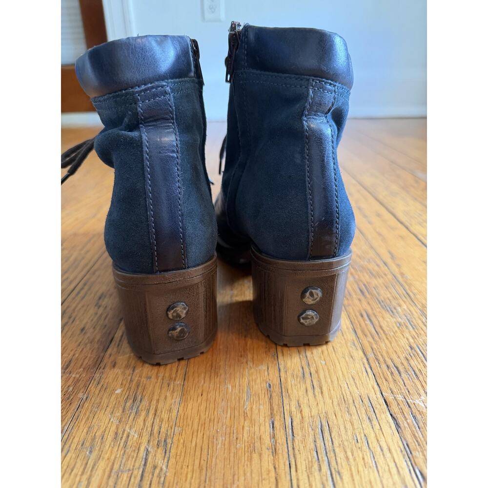 FLY London Boots Womens Size 8 Blue Leather Suede Lace Up Ankle Zip P143689003 - Picture 9 of 11